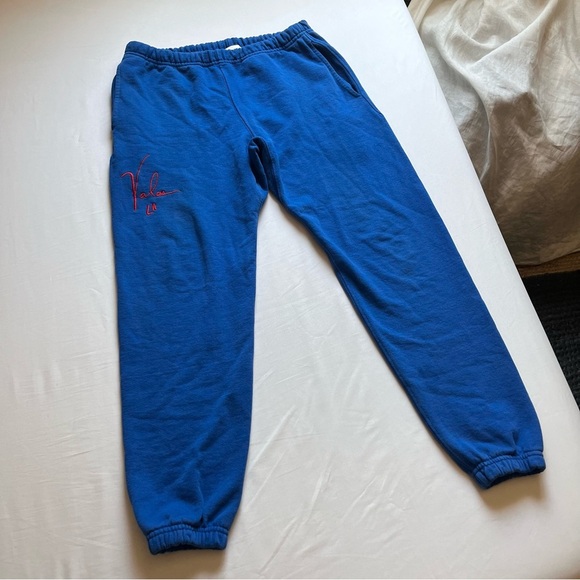 VALAS LOS ANGELES blue cobalt royal terry knit elastic waist jogger sweat pants - Picture 1 of 8
